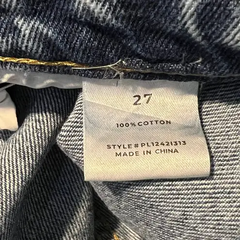 PTCL Acacia High Rise Mom Jean Button Fly Distressed Acid Wash Sz 27 Blue