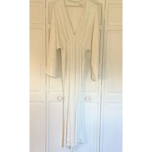 Pretty Lavish UK Alexis white sequin dolman sleeve maxi gown 6