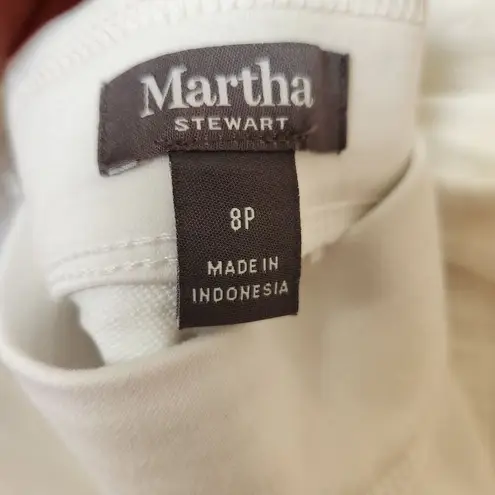 Martha Stewart Women's Jeans Size 8P White Knit Denim Ankle Pull On Elastic NWOT