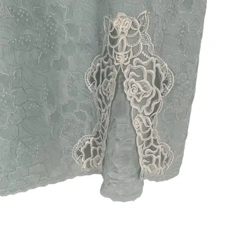 Wacoal Vintage Light Blue Floral Jacquard Satin Chemise Size Small Nightie