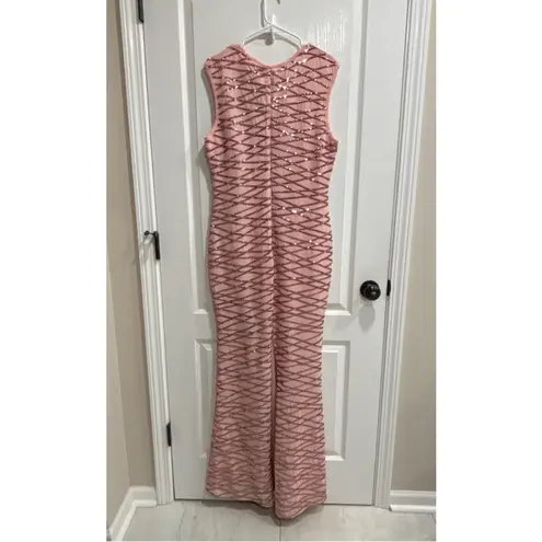 Maniju Women's Rose Gold Sequin Formal Gown, Elegant, 1X