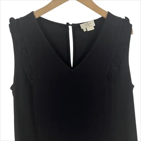 Kate Spade  Black V-Neck Sleeveless Ruffle Knit Tank Top Size 2