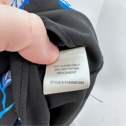 Rebecca Taylor Rebecca Taylor 100% Silk A Line Midi Dress Black w/ Blue and Pink Floral Size 8