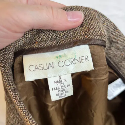 Casual Corner VTG Brown Tweed Pants 75% Wool Made in Italy Lined Size 8* Classic