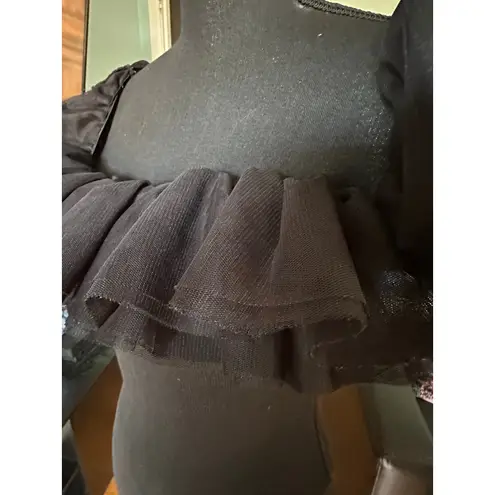 Goodnight Macaroon Black Ruffle Off-Shoulder Bodysuit