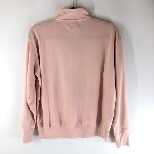 Free Assembly Womens Sweatshirt Top Mock Neck 1/4 Zip Long Sleeve Blush Pink S
