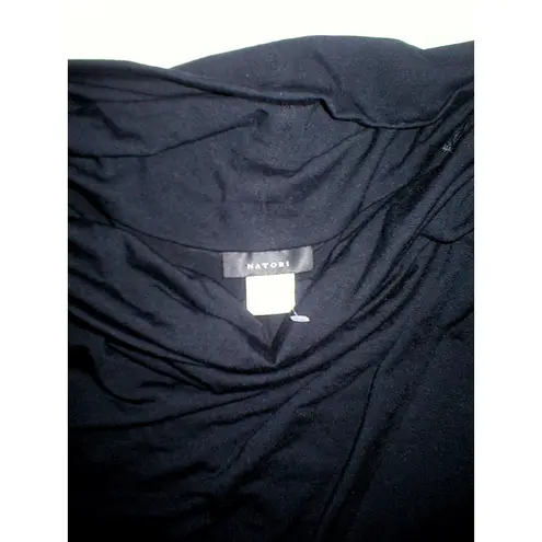 Natori New Womens Black S $130 Long Sleeve Cowl Neck Top Designer M Poly Rayon