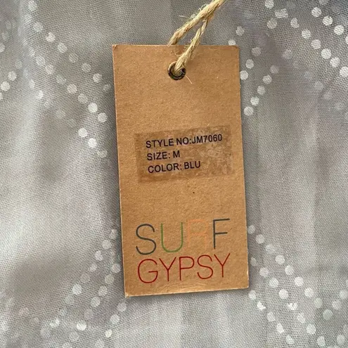 Surf Gypsy Grey Blue Metallic Deco Print Crop Tank