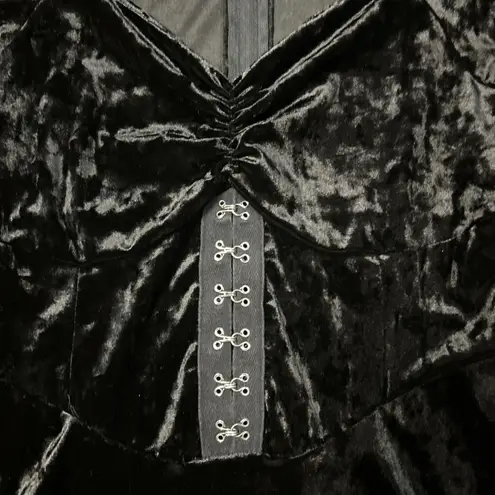 Cosmic Aura Women’s L Dress Black Velvet Long Sleeve Corset Pockets Witchy Goth Size L