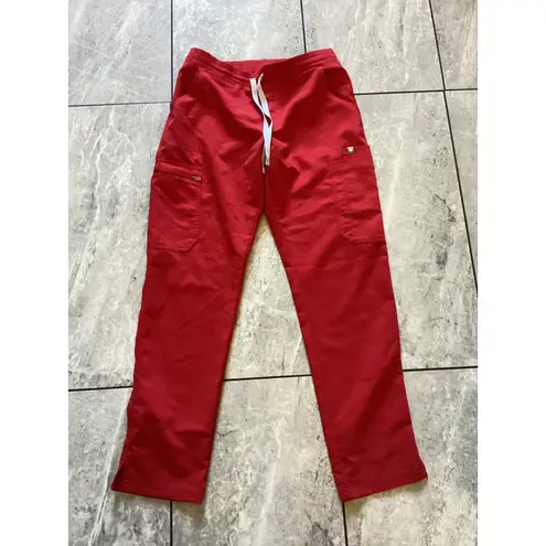 FIGS  Red Yola Scrub Pants Women's Elastic Waist Cargo Style Bright Red XS Petite thumbnail 2