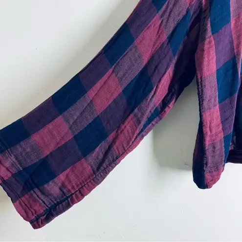 Bella Dahl  Plaid Bell Sleeve Tie Back Top size S