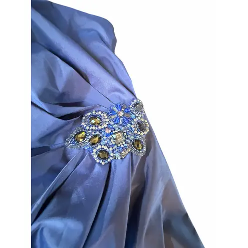 David Meister NWT Blue One Shoulder Jeweled Gown - Size 22