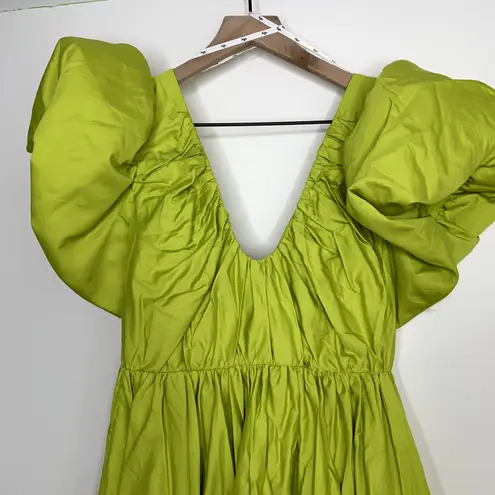 AJE Gretta Bow Back Mini Dress In Chartreuse Green Womens Size 8 New