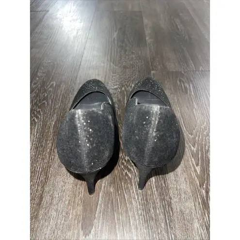Fioni Night Womens Size 7 Platform Heels Sparkly Silver and Black Pumps S