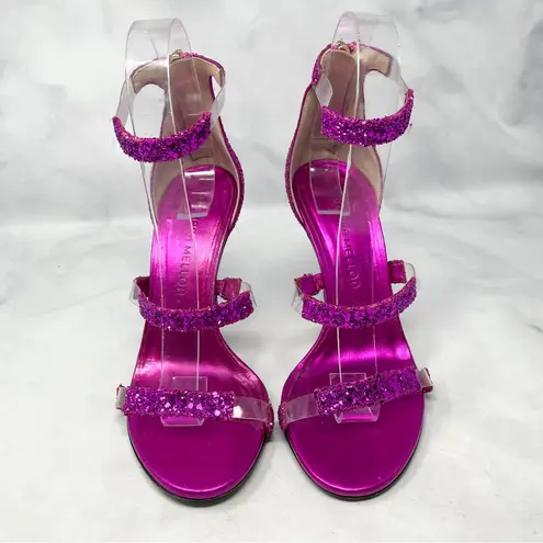 Tamara Mellon Frontline 105 Glitter PVC Sandal Heels Fuschia Hot Pink Glam 35.5 Size undefined