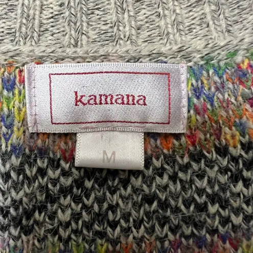 Kamana Southwestern Longline Cardigan Sweater Aztec Knit Boho Open Front M Gray Size M