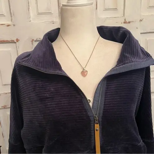 prAna Purple Ribbed Half Zip Fleece Pullover Organic Cotton Blend Sweatshirt M