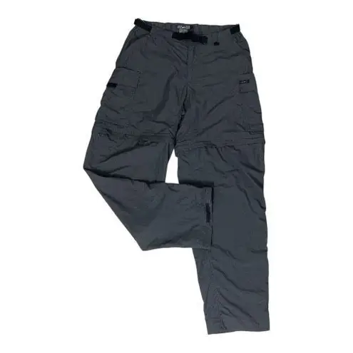 REI UPF 50+ Women Grey Convertible Cargo Pants Size 8 Belted Zipper Leg Outdoor Gray