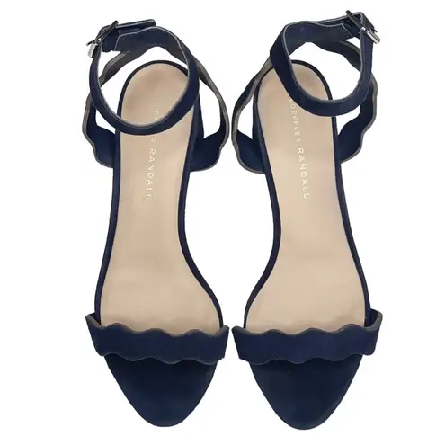 Loeffler Randall ミ Emi Wavy Ankle Wrap Strap Heel Sandals ミ Eclipse Suede ミ 7.5M