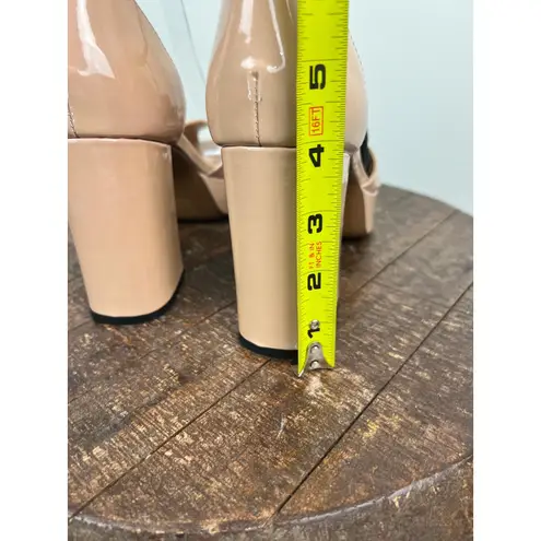 Maje Patent Leather Block Heel Sandals Rhinestone Ankle Strap Rose Blush 40