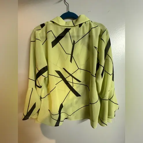 Dress Barn  vintage lime green yellow with black abstract linessize XL