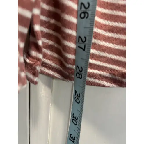 Rue 21 Rue‎ 21 Salmon Pink/White Striped Long Sleeve Sweater Button Up Size M V Neck - Image 3