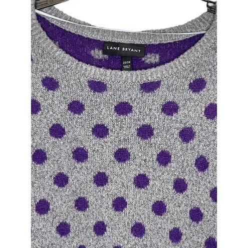 Lane Bryant  Women's Sweater Plus Size Pullover Polka dots Gray Purple Size 22/24