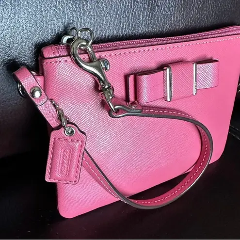 Coach Darcy bow wristlet with box & shopping bag included Pink