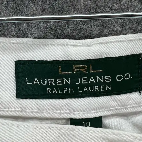 Ralph Lauren LRL Jeans Womens 10 White Denim Classic Midcalf Crop Nautical Beach