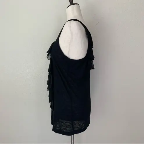 Isabella Rodriguez Black Ruffle Front & Back Women’s Top