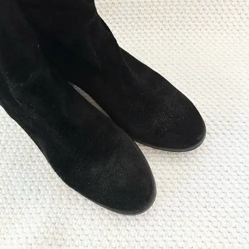 Sam Edelman  Black Suede Farrell Western Style High Cut Heeled Ankle Boots 8