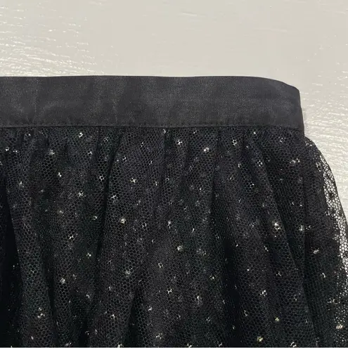 ZARA Glitter Polka Dot Tulle Knee Length Skirt Black Gold Size Small 7736/420