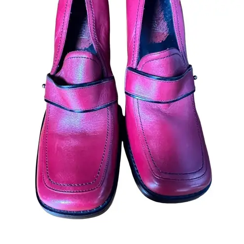 Vintage New Tothemax Red/Burgundy Chunky Block Heel Square Toe Y2K 90s size 8 Red - Image 7