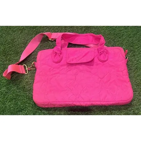 Marc Jacobs  Barbiecore Pink Fuschia Nylon Quilted 13 Laptop Bag Detachable Strap