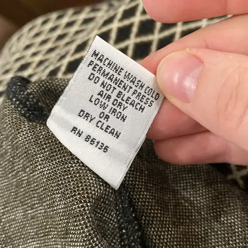 Bryn Walker Diego Diamond pattern bell sleeve tunic black and cream size M