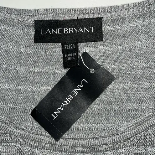 Lane Bryant  NWT Size 22/24 Gray - Silver Shimmer Stripe Crop Sweater Top