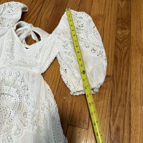 Zimmermann White Cutout Broderie Anglaise Linen Mini Dress 0P (4P equivalent)