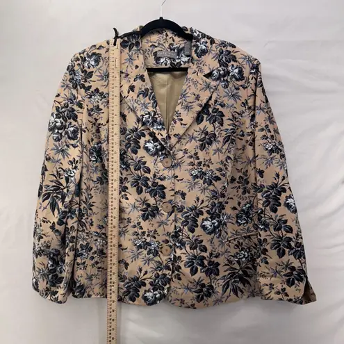 Kate Hill Woman Linen Blazer Size 22W Floral Career Professional Business Office