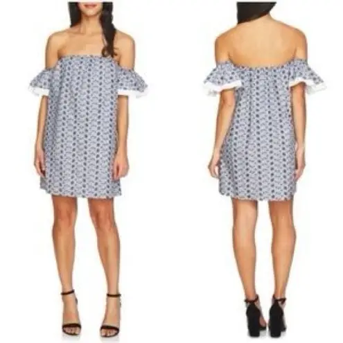 CeCe NWT Roseanna stripe embroidered off the shoulder dress Size 4