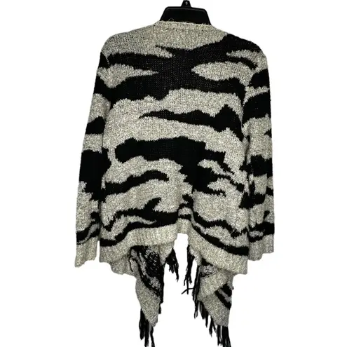 Katsumi Acrylic Animal Print Cardigan Sweater with Fringe Black Size M - Image 4