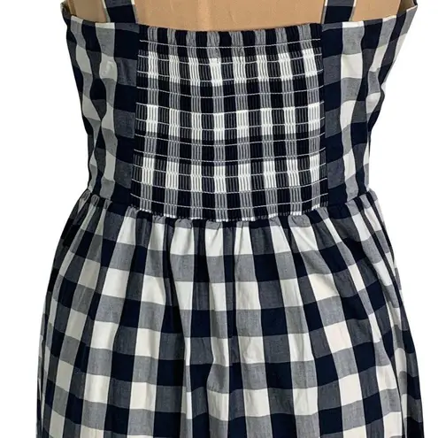 J.Crew Blue White Buffalo Gingham Check Midi Dress Size S Nautical Resort Rush