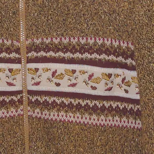 Woolrich Full Zip Cardigan with Leaf Embroidery in Fawn Heather - Size S - GUC