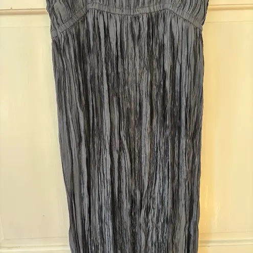 Ulla Johnson Orla Dress Midi Crushed Satin Plisse Size 6 Noir Black Crinkled