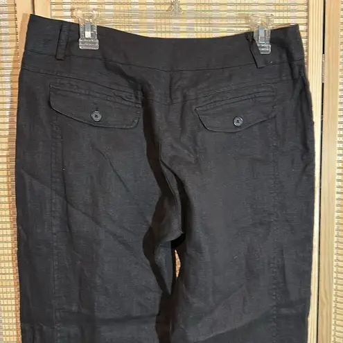 Whitewash Black 100% Linen Dressy Pants Slacks Size 8 Natural Fibers