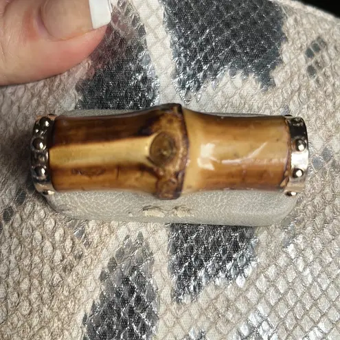 Melie Bianco python print handbag purse