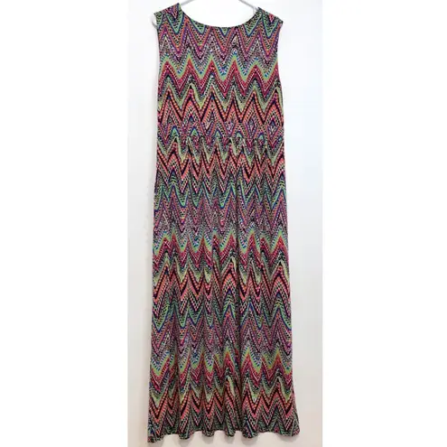 Ny Collection Plus Size Multicolor Sleeveless Maxi Dress Rainbow Chevron Stripe