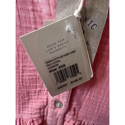 Faherty Dream Cotton Gauze Kasey Dress Organic Boho Beach Coral XXS Oversized Orange