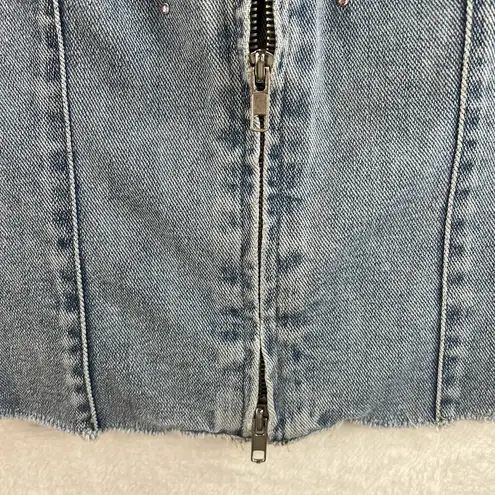 EXPRESS Vtg Y2K  Jeans M Denim Jacket Sparkles Bling Rhinestones Festival Boho