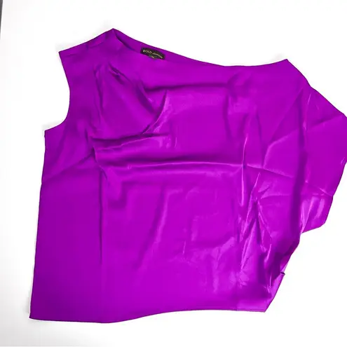 Bold Elements Purple Satin Blouse XS asymmetry art deco 80s style