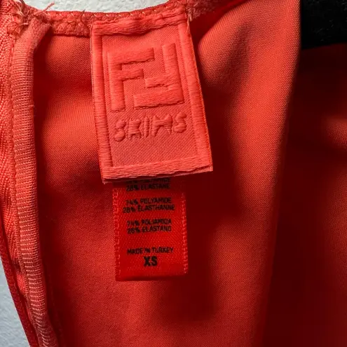 Skims X Fendi Women's Sleeveless Mid Thigh Bodysuit Georgia Orange Stretch Sz XS